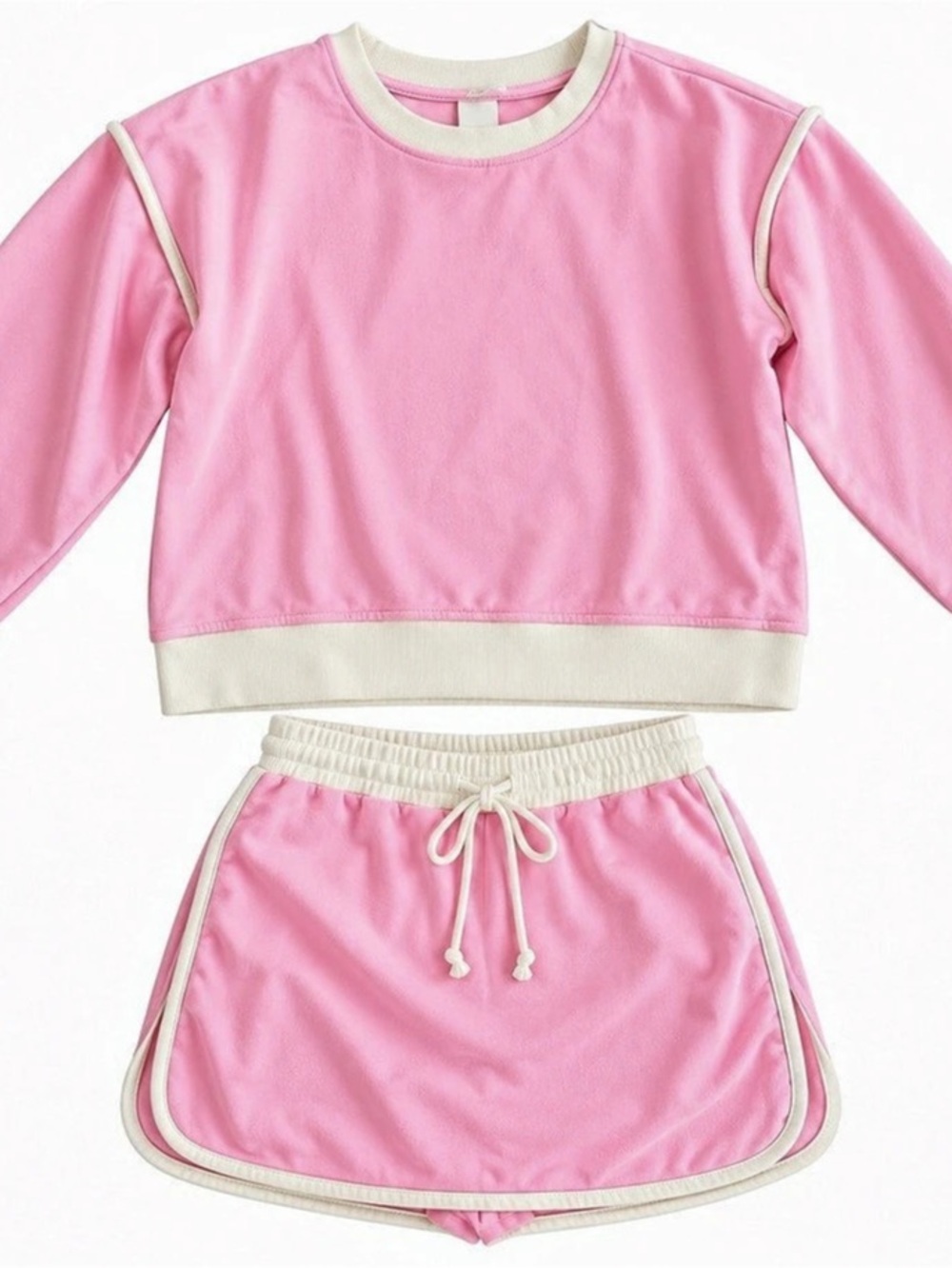 ZENANA Pink & White 2-Piece Set Size Small
